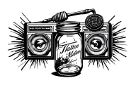 cb radio and mason jar tattoo design idea