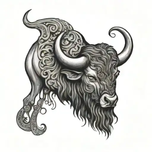buffalo horn tattoo design idea