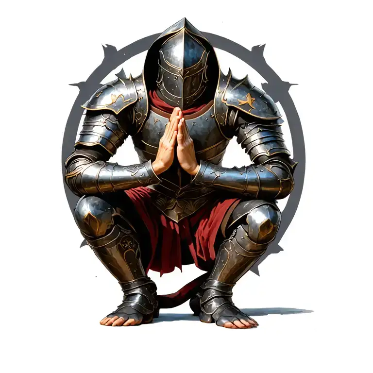 "The lord is my Shepard " full armor saprtin warrior. kneeling praying tattoo design idea