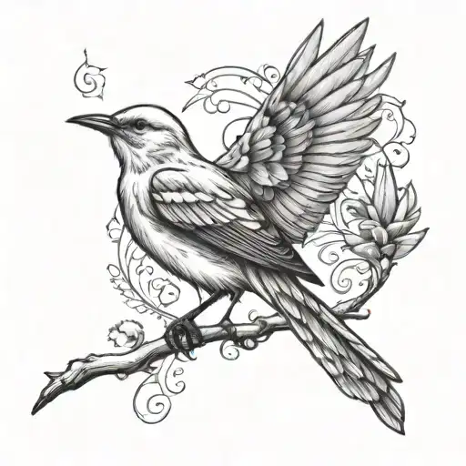 mockingbird with Eminem quote "Straighten up little soldier" tattoo design idea
