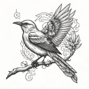 mockingbird with Eminem quote "Straighten up little soldier" tattoo design idea