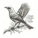 mockingbird with Eminem quote "Straighten up little soldier" tattoo design idea