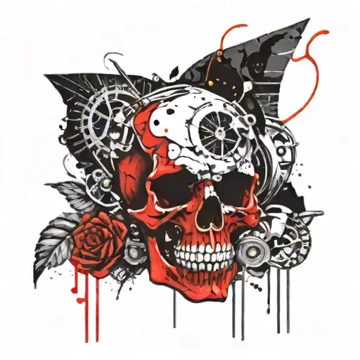 skull with Gemini zodiac sign tattoo design idea