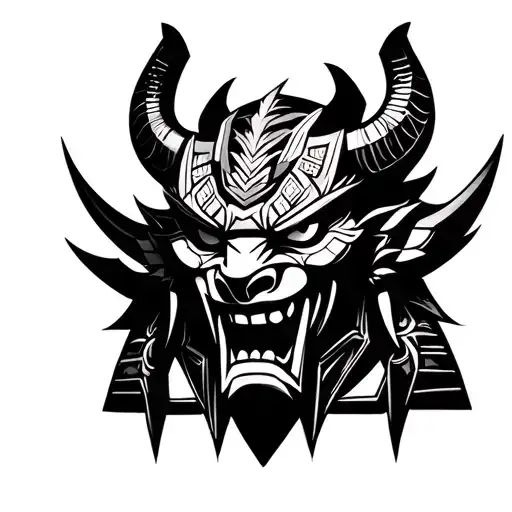 Oni Demon Mask Samurai Warrior tattoo design idea