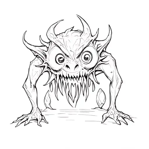Sweet, but evil monster, with a lot of eyes tattoo design idea