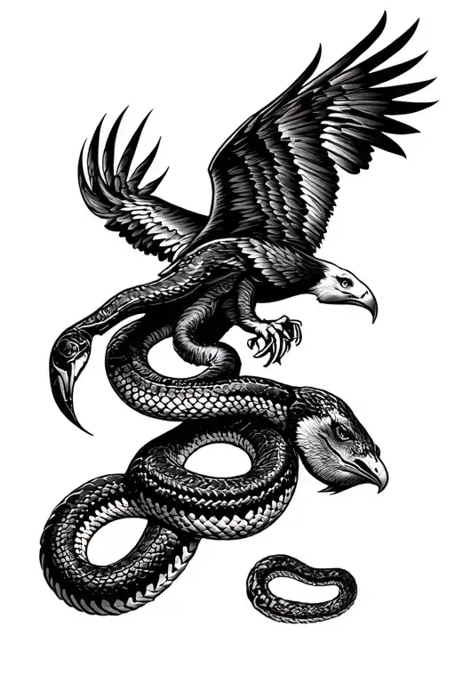 snake and eagle fighting tattoo design idea