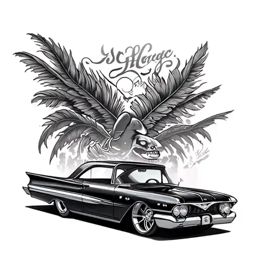 impala 63 lowrider car tattoo design idea