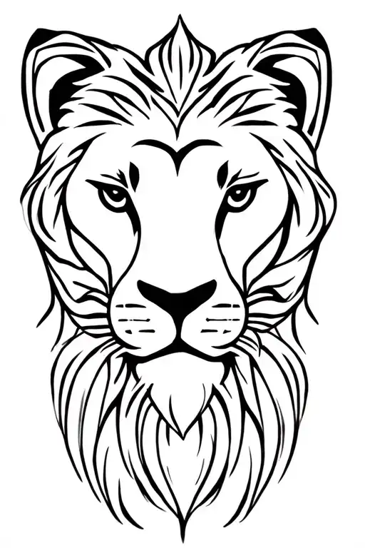 half baby lion face tattoo design idea