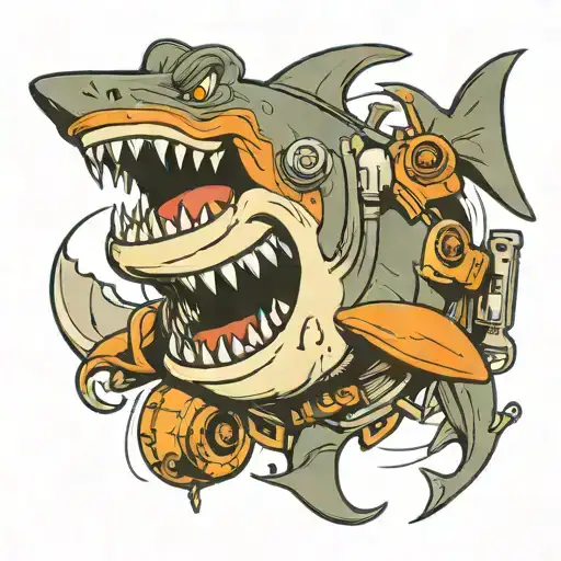Medic and shark tattoo design idea