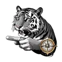 tiger and compass pointing north tattoo design idea