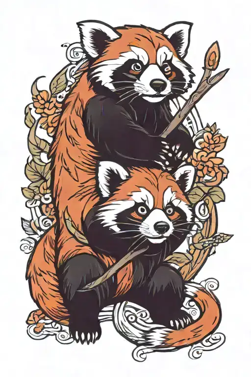 red panda and Chinese saying red panda under it tattoo design idea