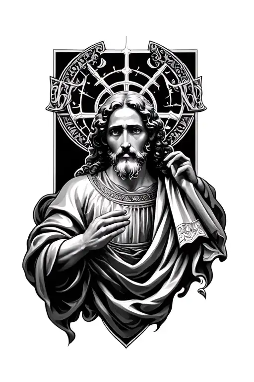 Saint Jude Thaddeus Meyer under stem tattoo design idea