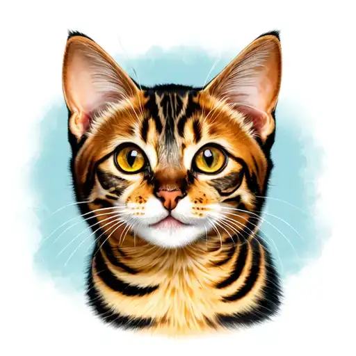 "Sabina" happy young bengal cat tattoo design idea