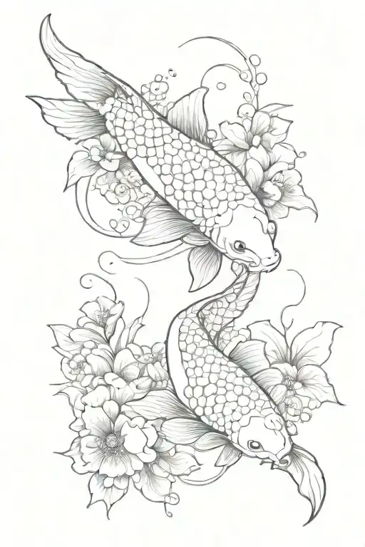 flowers koi fish butter fly tattoo design idea
