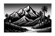 coors light mountains and palm trees tattoo design idea
