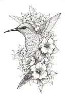 humming bird on top of Frida Khalo portrait with flowers in her hair tattoo design idea