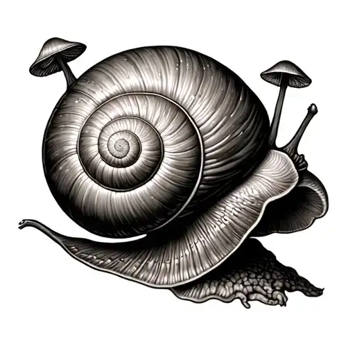 A Snail With A Mushroom Growing On Its Shell spiral tattoo design idea