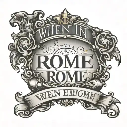 "when in Rome" text in times new Roman with no graphics and text only tattoo design idea