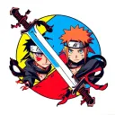 Naruto tatoo with gaara and naruto as two sides of the same sword tattoo design idea