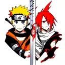 Naruto tatoo with gaara and naruto as two sides of the same sword tattoo design idea