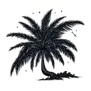 palm tree with capricorn constellation fine line tattoo tattoo design idea