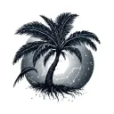 palm tree with capricorn constellation fine line tattoo tattoo design idea