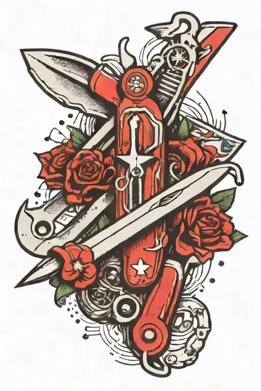 Swiss army knife tattoo design idea