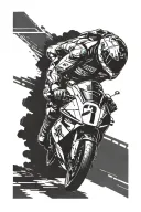 Combine elements of Ironman triathlons, BMW e30, and Ayrton Senna into a dynamic and futuristic tattoo design tattoo design idea