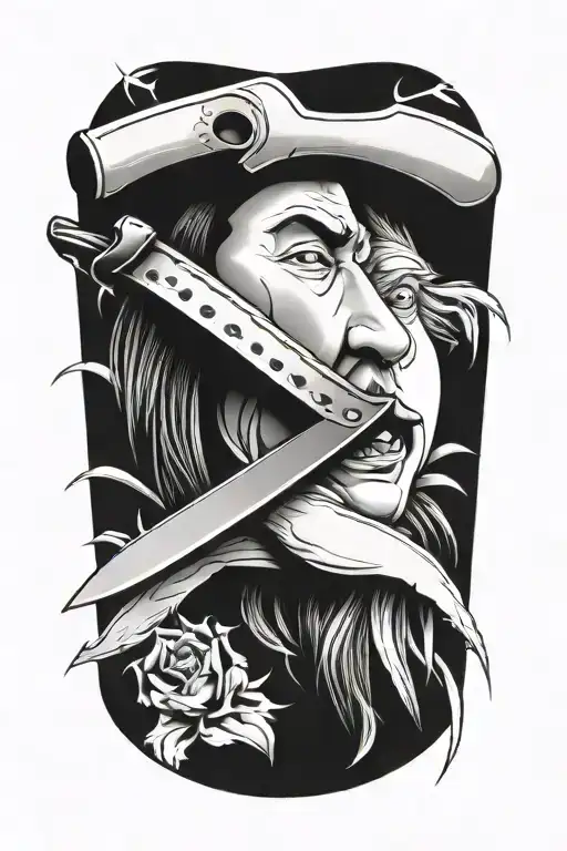 machete blade tattoo design idea