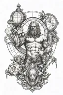 atlas holding world mixed with davinci style tattoo sketch tattoo design idea