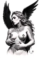 sexy angels demons fighting neck tattoo tattoo design idea