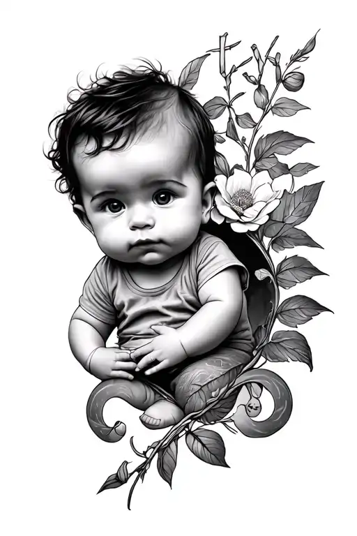 8 with long live gbaby inside it  tattoo design idea