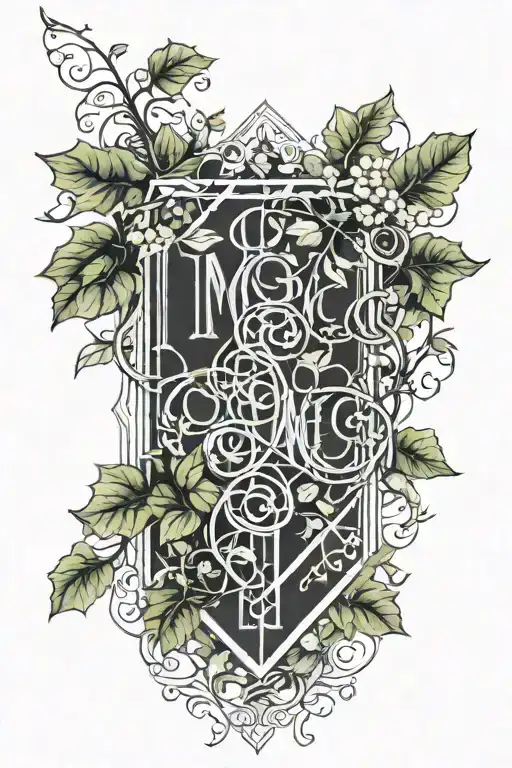my daughter name surrounded by ivy vine tattoo design idea
