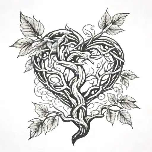 posion tree intertwined heart tattoo design idea