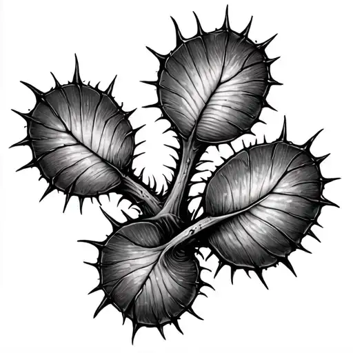 venus flytrap stems and thorns tattoo design idea