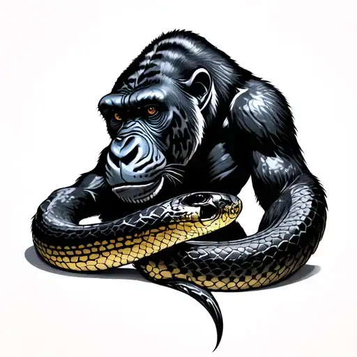 gorilla snake jaguar tattoo design idea