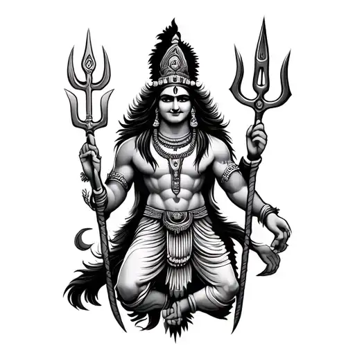 shiva trident and hanuman gada foreaem unique tattoo design tattoo design idea