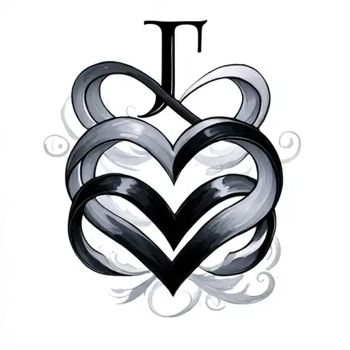 Infinity symbol and heart with J tattoo design idea