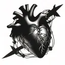 anatomical heart wrapped with barbed wire wrapped tattoo design idea