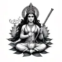 gemini zodiac sign with trishul and flute and a lotus tattoo design idea