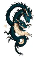 capricorn and sleeping dragon emerging representing imagination tattoo design idea