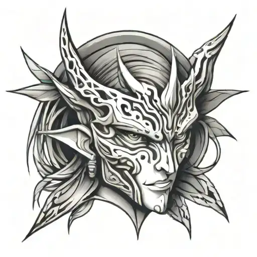 Sukuna face's tattoo mixing with the symbold of the geass tattoo design idea