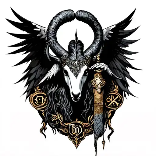 arcangel uriel with capricorn zodiac sign tattoo design idea