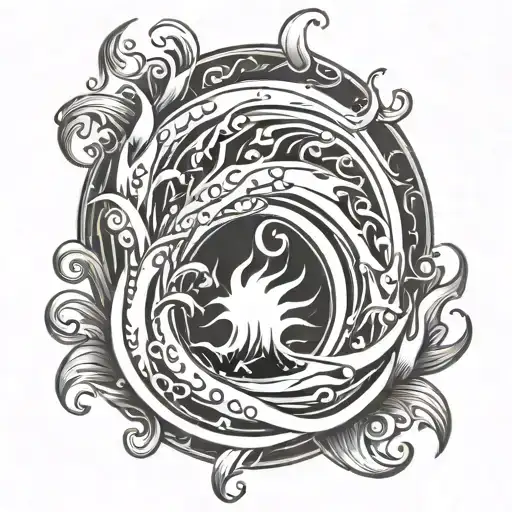 fire and water tattoo design idea