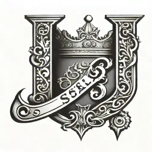 letters s j s with a crown representing the matriarchy tattoo design idea