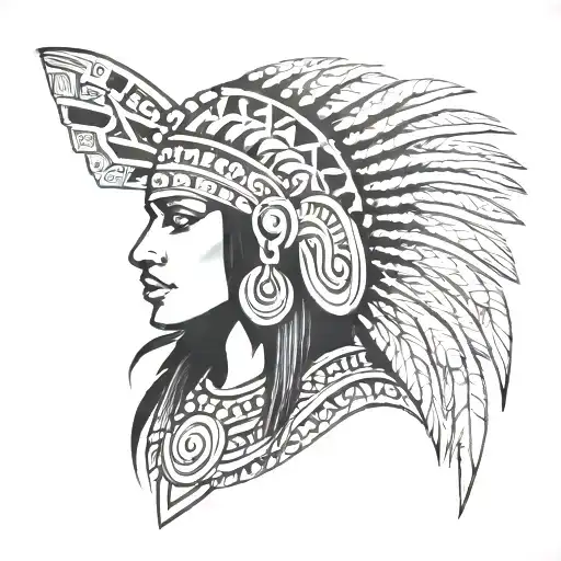 inca female with medallion on the left tattoo design idea