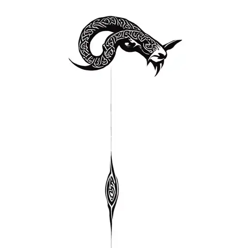 Celtic ornate straight profile ram's head tattoo design idea