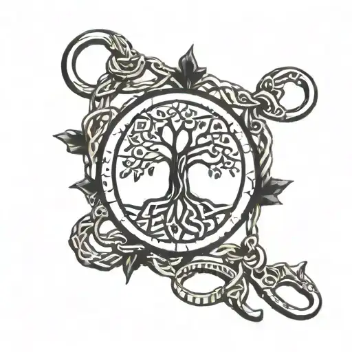 Incorporate a symbolic representation of family unity, such as a tree of life or a Celtic knot, intertwined with handcuffs to represent your occupation as a Correctional Officer. tattoo design idea