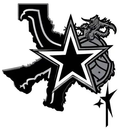 Dallas Cowboys star inside texas state outline tattoo design idea