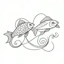 A minimalist tattoo of the initials 'AJAY' intertwined with a fish symbolizing Pisces tattoo design idea